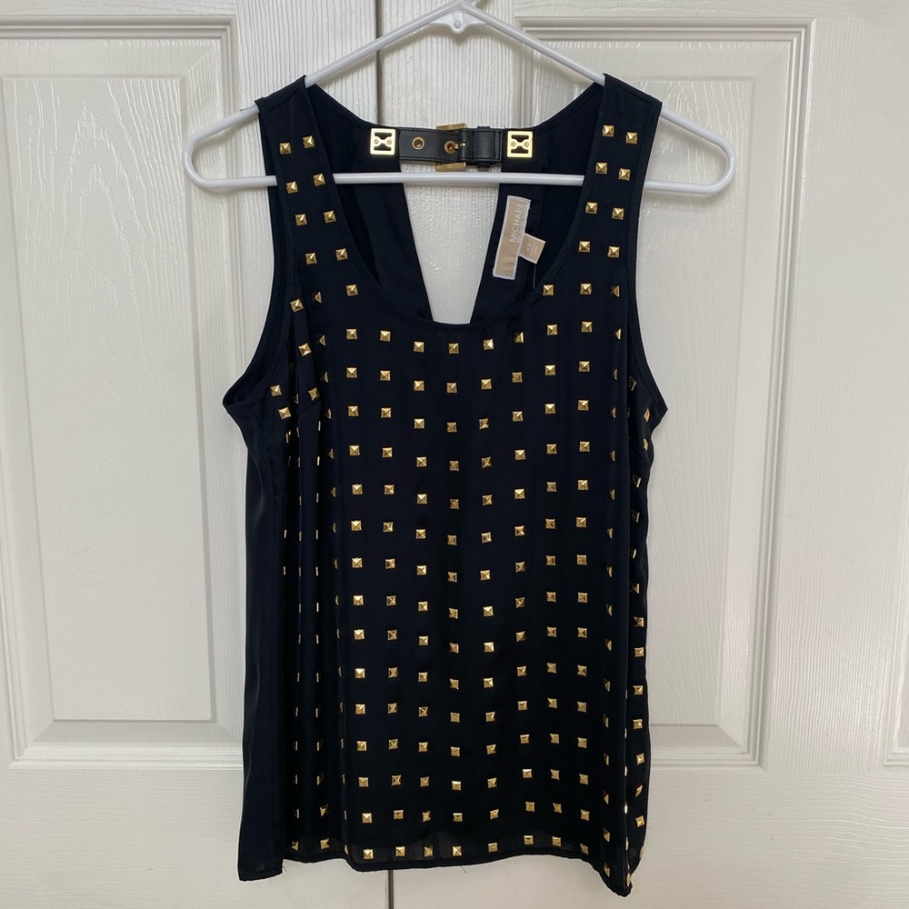 NWT Michael Kors Black Tank with Gold Studs